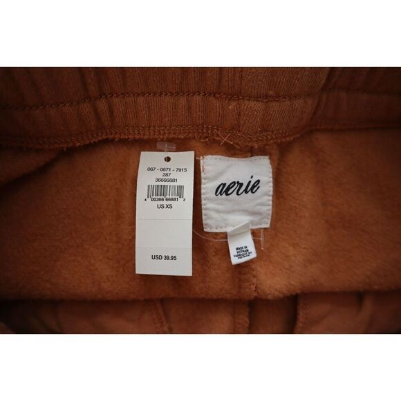 Aerie 0671-7915-287 Women's Sz XS Hazel Brown High Rise Fleece Dad Shorts - Picture 4 of 7